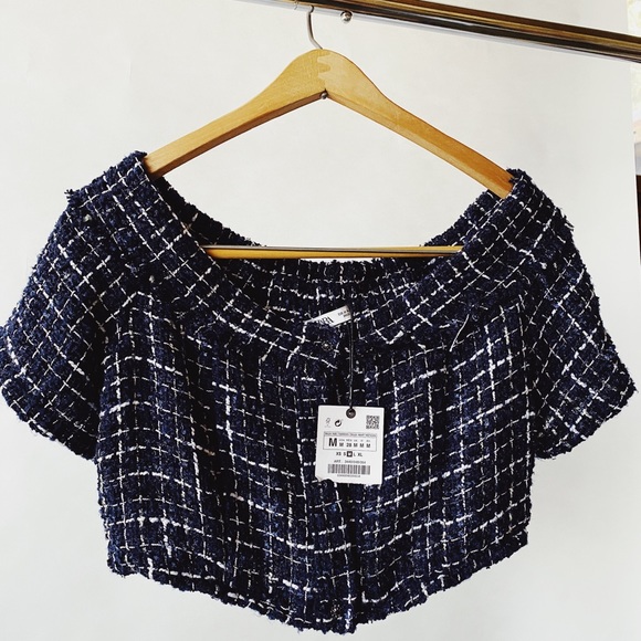 Grace Kelly - Tweed Off-Shoulder Top - NWT - Picture 3 of 8